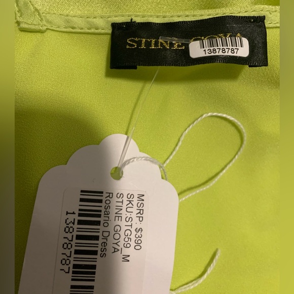 Stine Goya Rosario Dress color Yuzu/Green size Medium Tie Bow Straps NWT - Picture 14 of 15